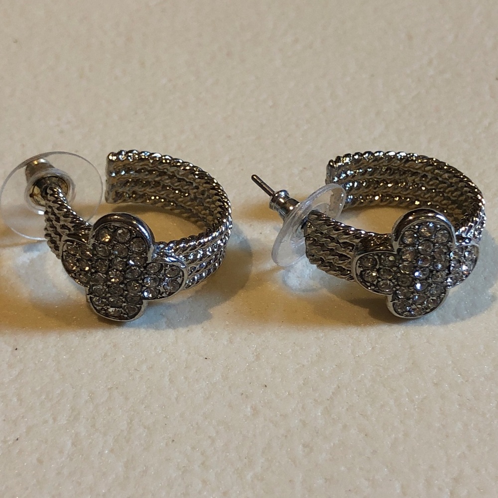 Silver and Stone Hoop Earrings